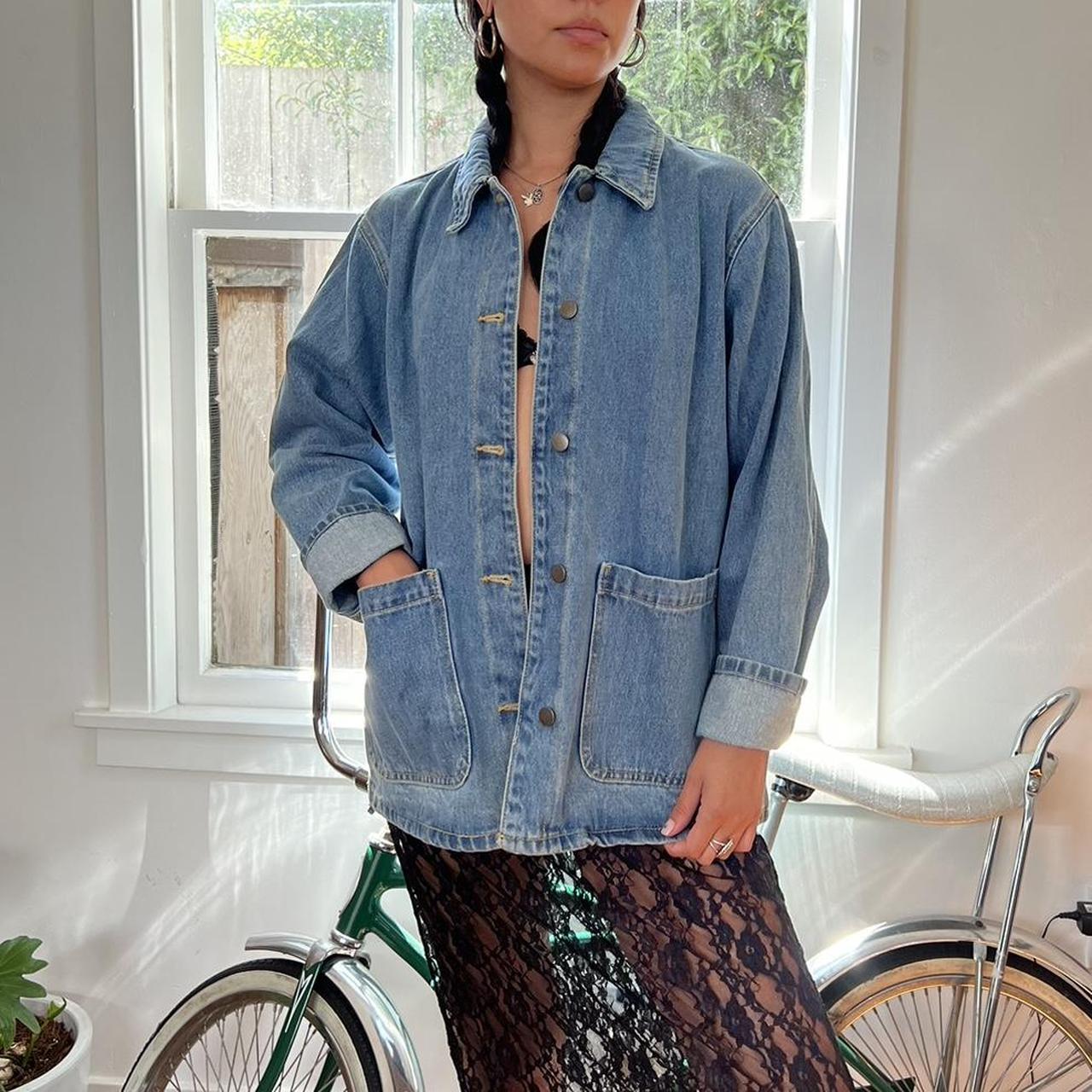 Oversized Zara denim chore coat Tag reads a size... Depop