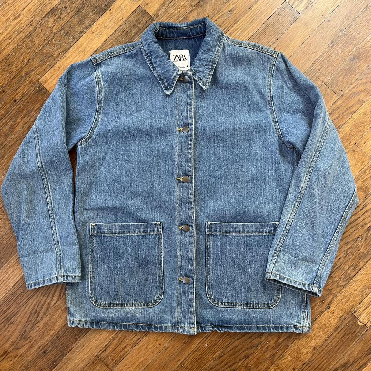 Oversized Zara denim chore coat Tag reads a size... Depop