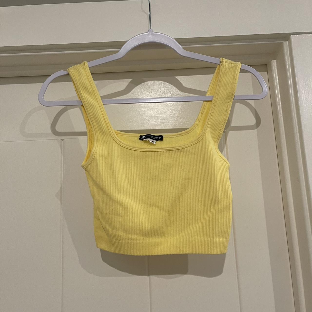 Zara Women's Yellow Vest Depop