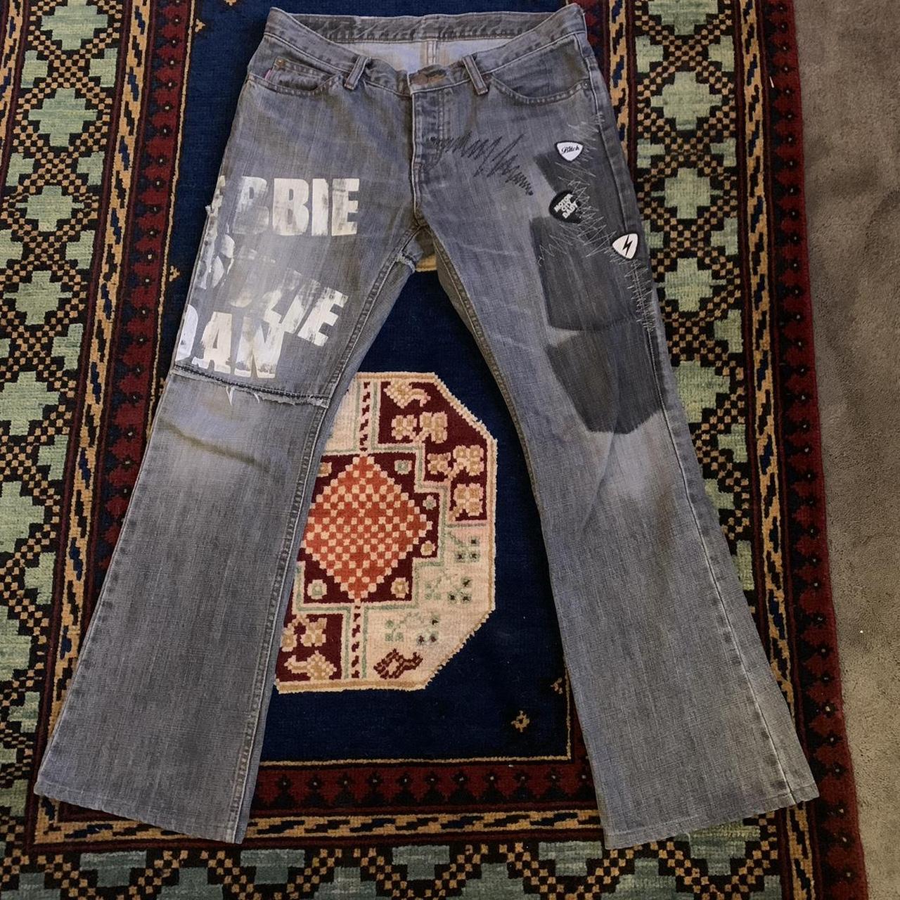 Hysteric glamour typewriter/sex flared jeans A BIT... - Depop