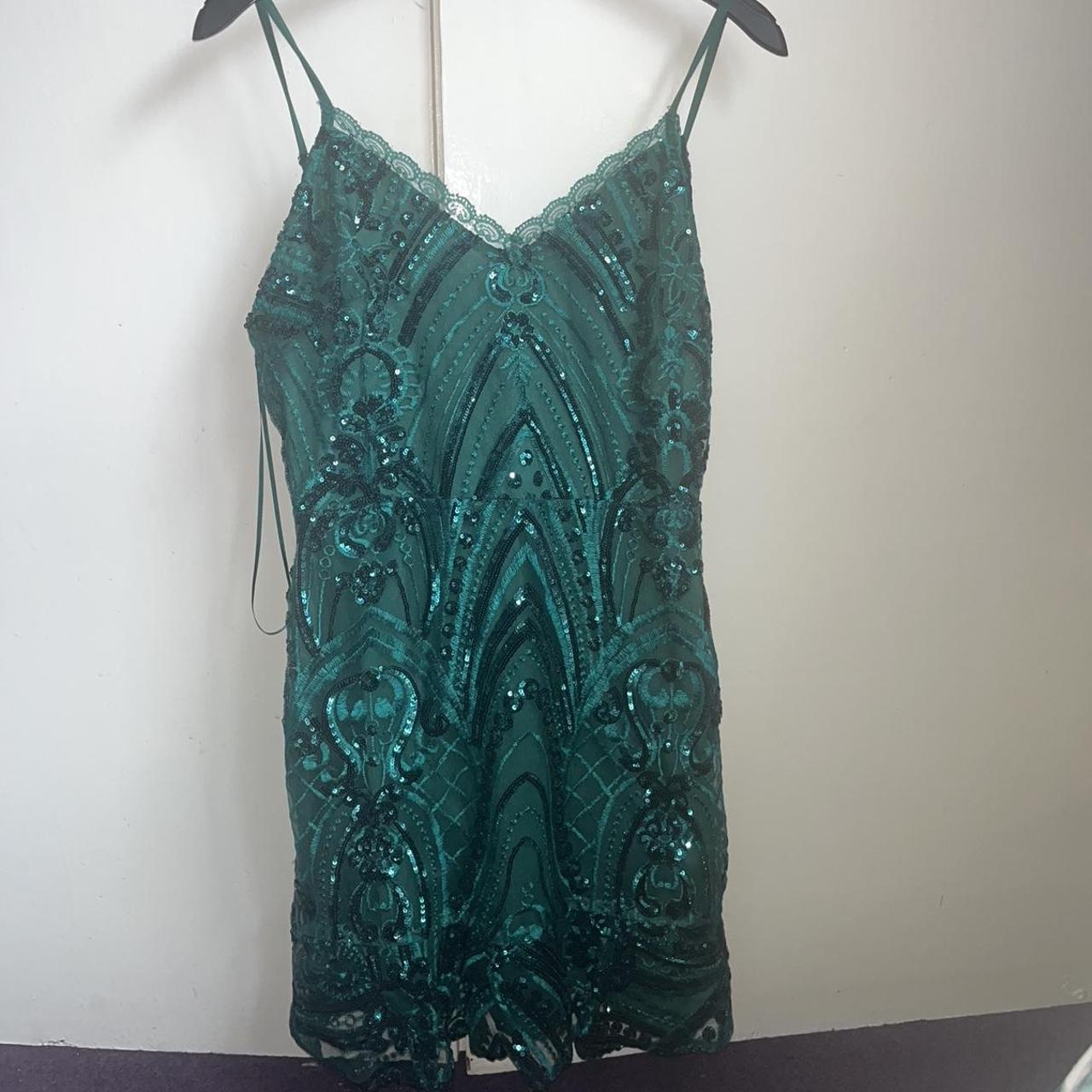 Green Sequin Quiz dress Size 14 Worn a few times,... - Depop