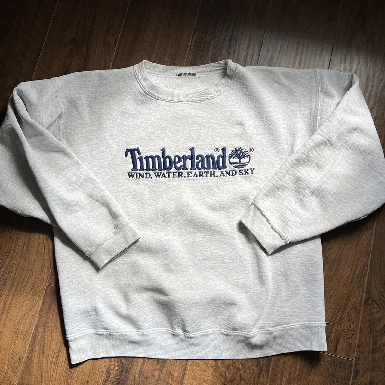 Timberland Men's Blue and Grey Jumper | Depop