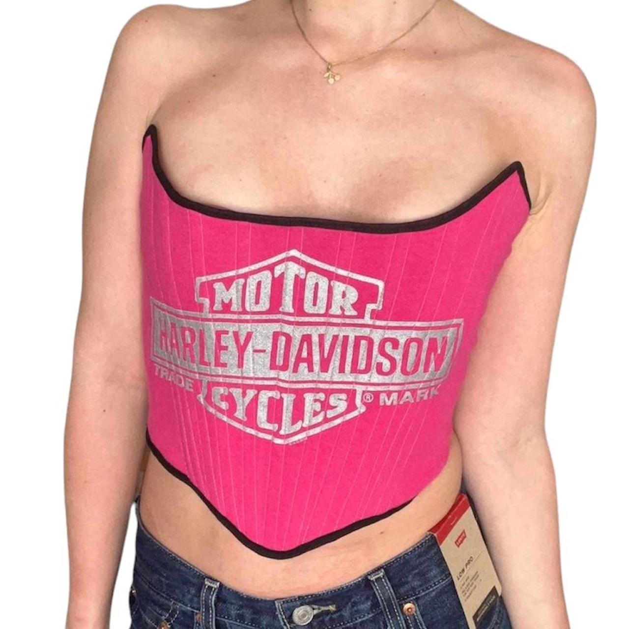 Harley Davidson Strapless Top Reworked Harley Davidson Corset Made