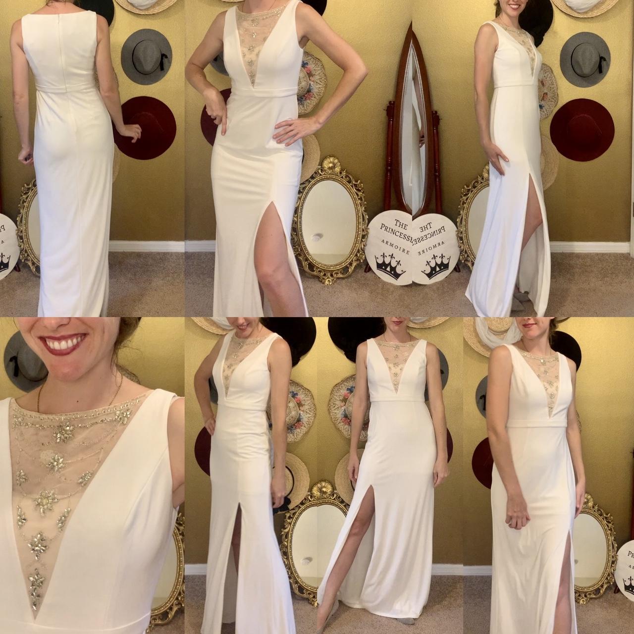 Adrianna Papell white sleek wedding dress Jewel Depop