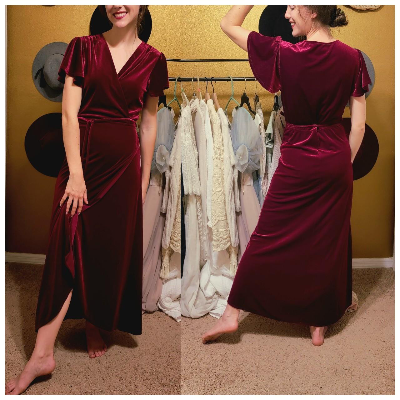 BHLDN Anthropologie Thrive Red Velvet offers Wrap Dress Midi Dress Size XLarge R48