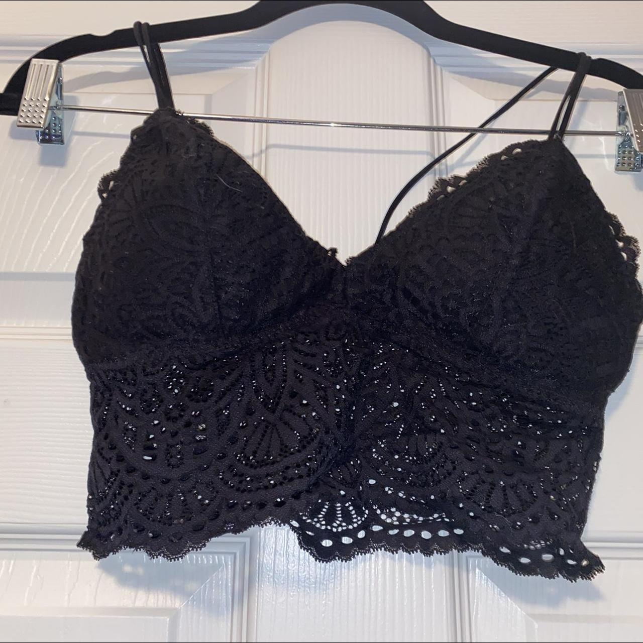 Gilly Hicks black lace bralette, no tag but i would... - Depop