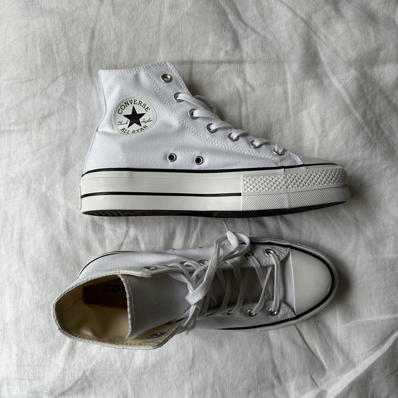 White converse all star platforms Size us 8 In... - Depop