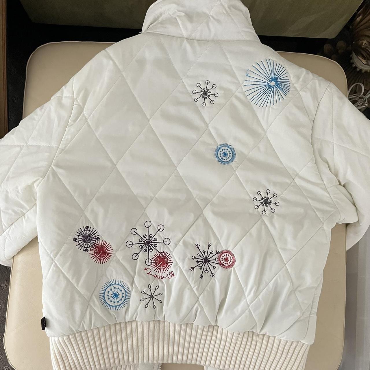 Women's White and Orange Jacket Depop