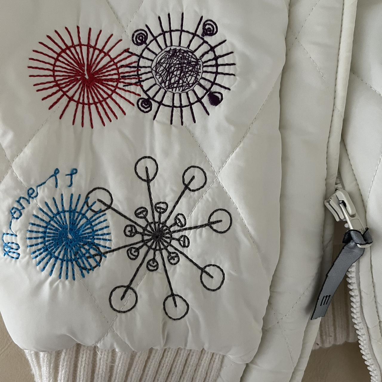 Women's White and Orange Jacket Depop