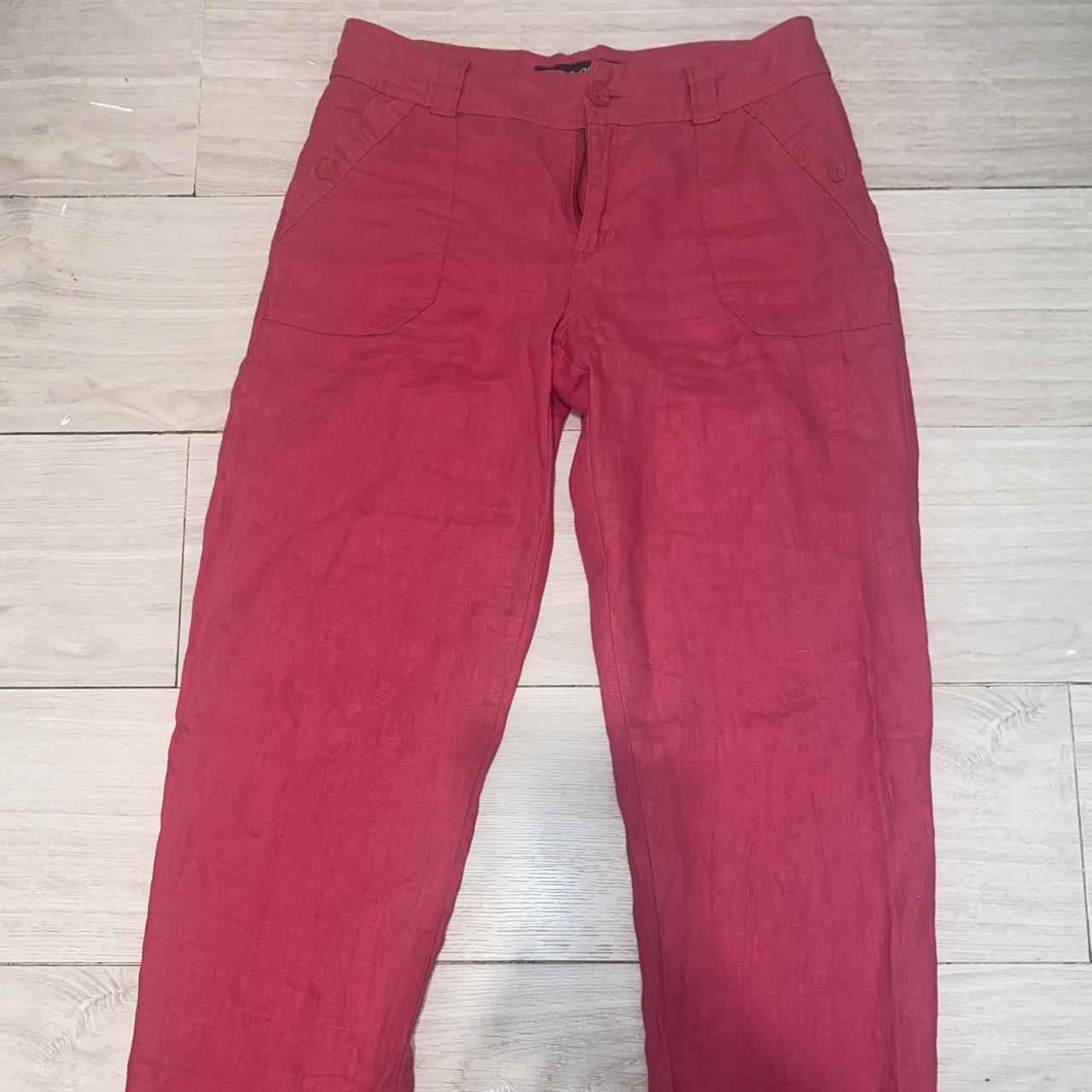 Pink vintage straight leg linens trousers 💕 low... - Depop