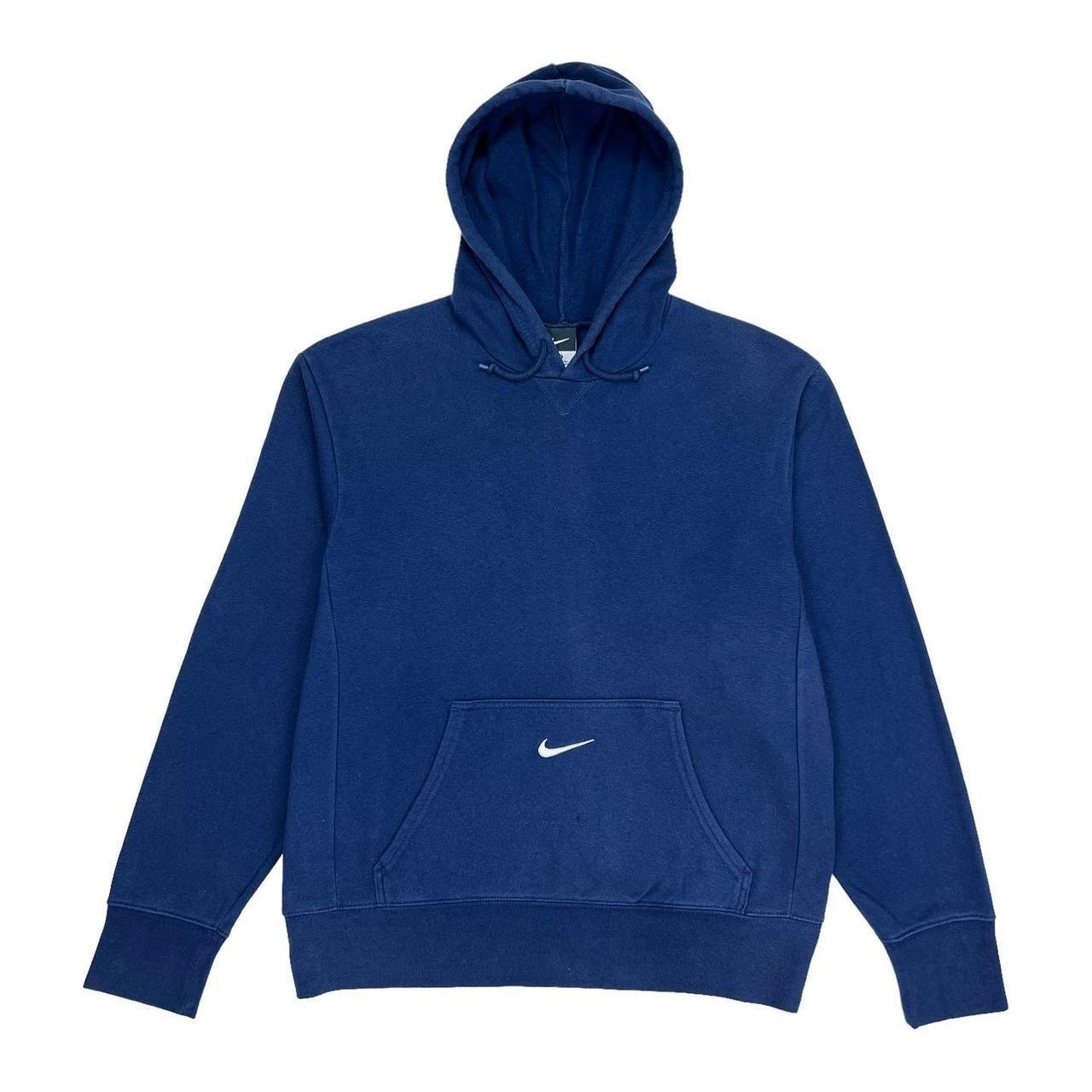 Vintage Y2K Nike Centre Swoosh Hoodie in Navy (L).... - Depop