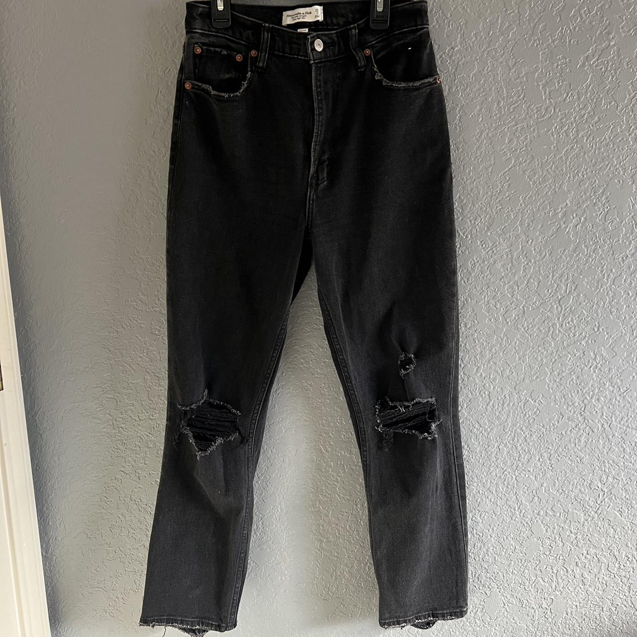 Abercrombie black sales ripped jeans