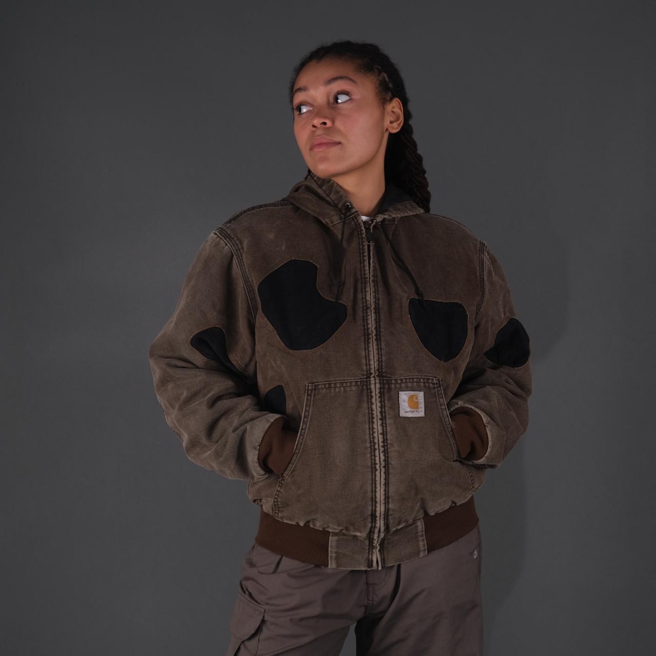 Carhartt Patchwork Active Hooded Bomber Jacket in... Depop