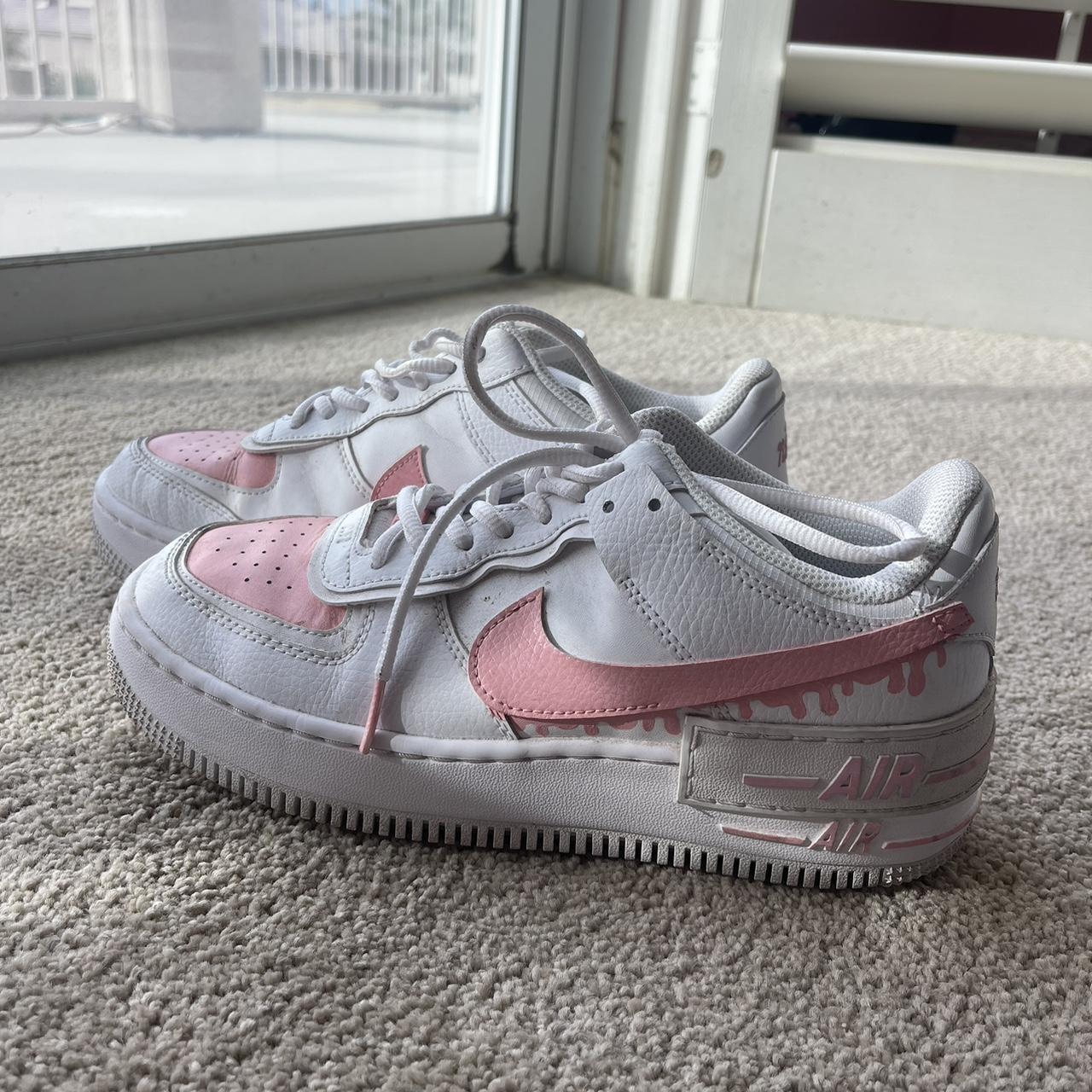 custom pink and white air force ones