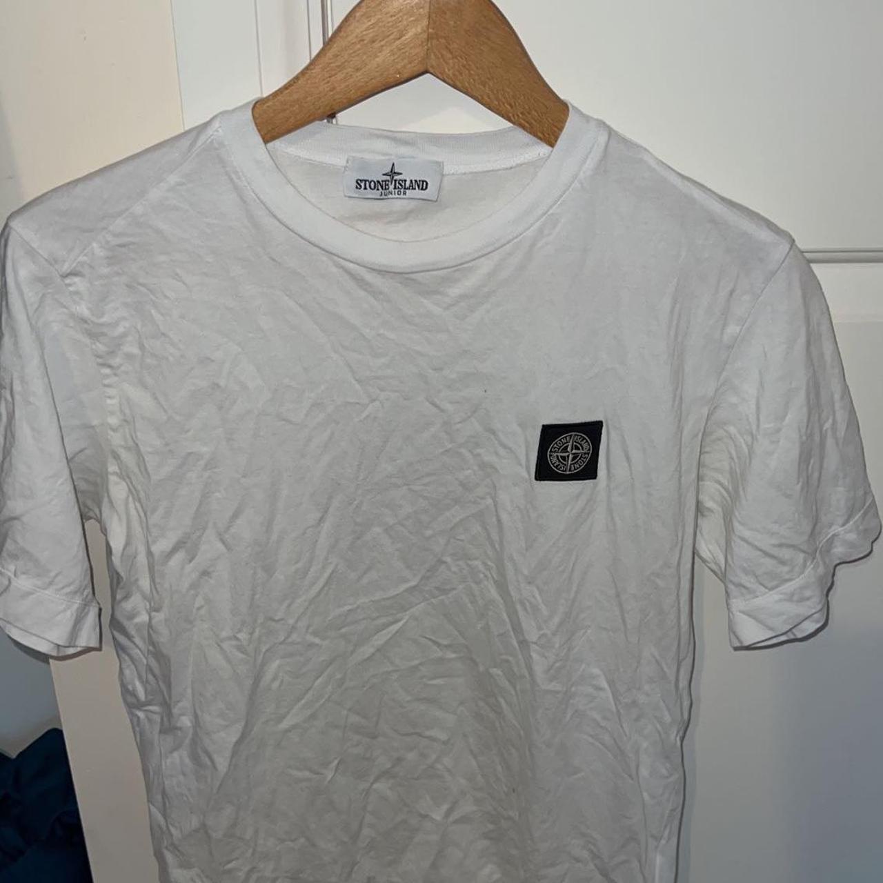 Stone Island Men's White T-shirt | Depop