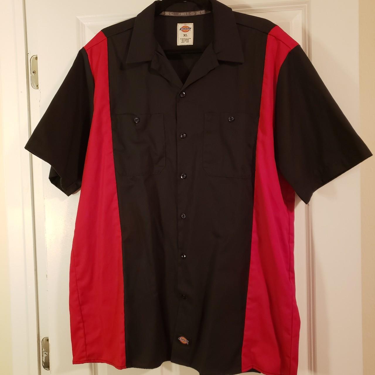 Dickies Red And Black Button Up Work Shirt Men S Depop