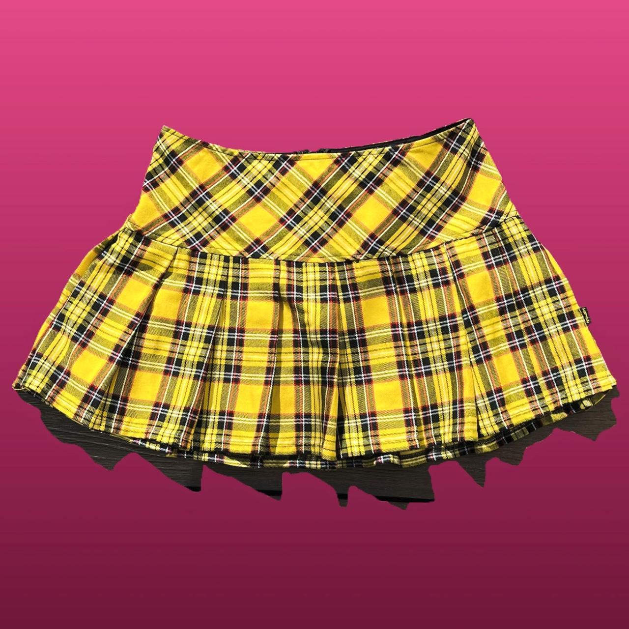Pleated plaid yellow skirt Size Medium Brand... Depop