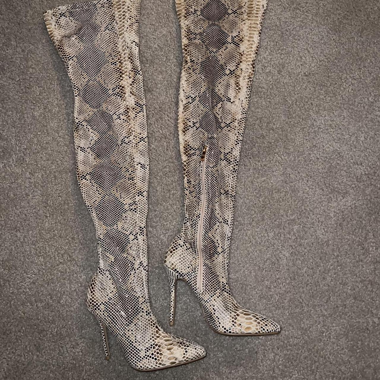 Snakeskin thigh high on sale heels