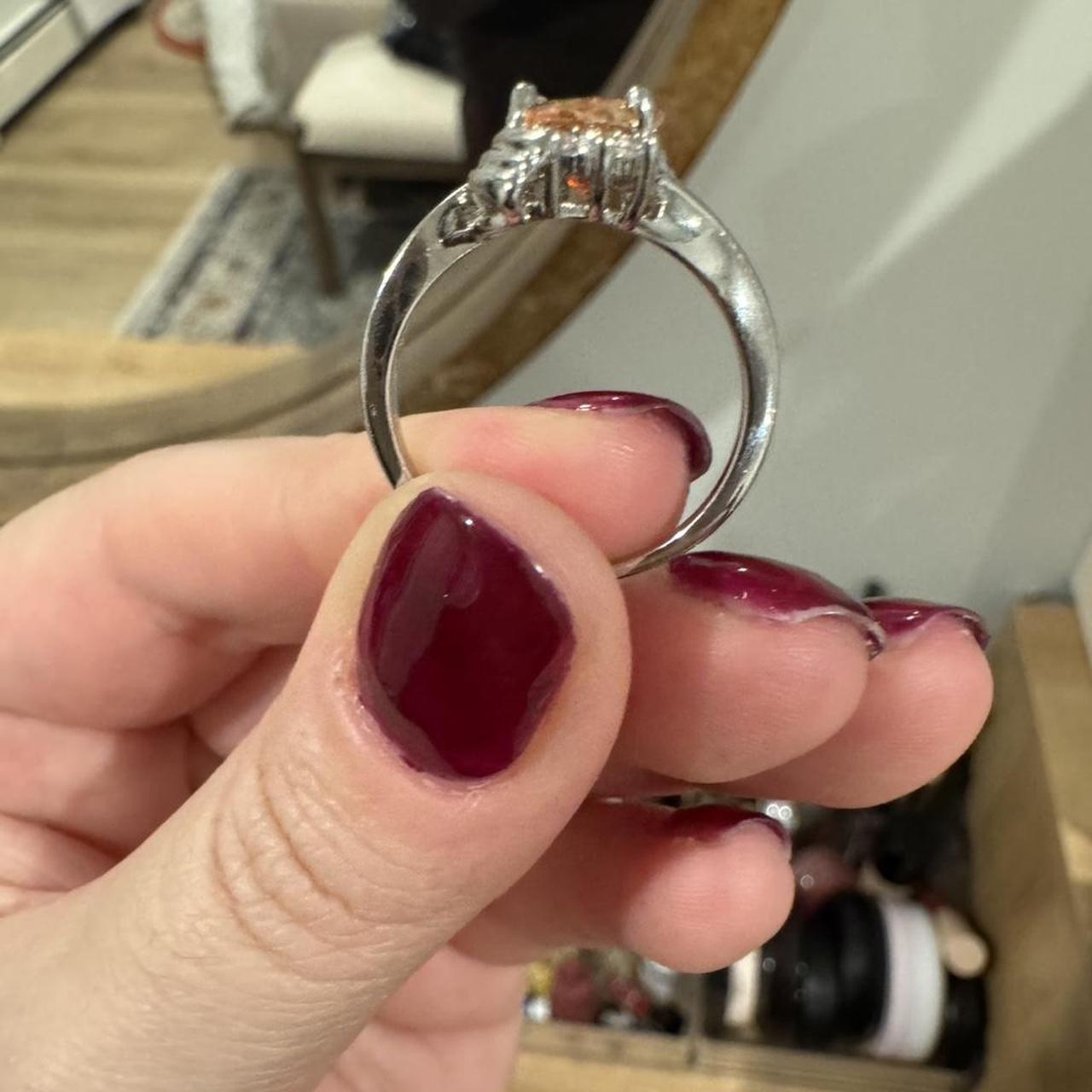 Women's Ring - Silver/Multi – Ring with orange st… - image 4