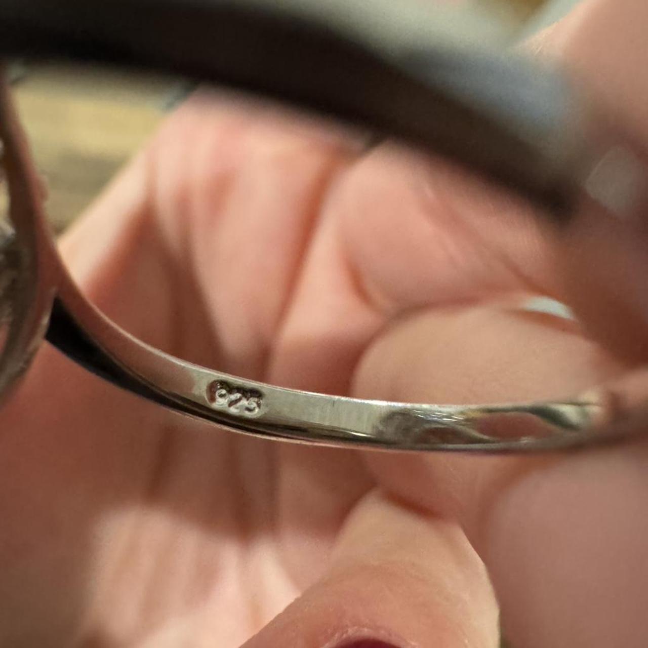 Women's Ring - Silver/Multi – Ring with orange st… - image 5