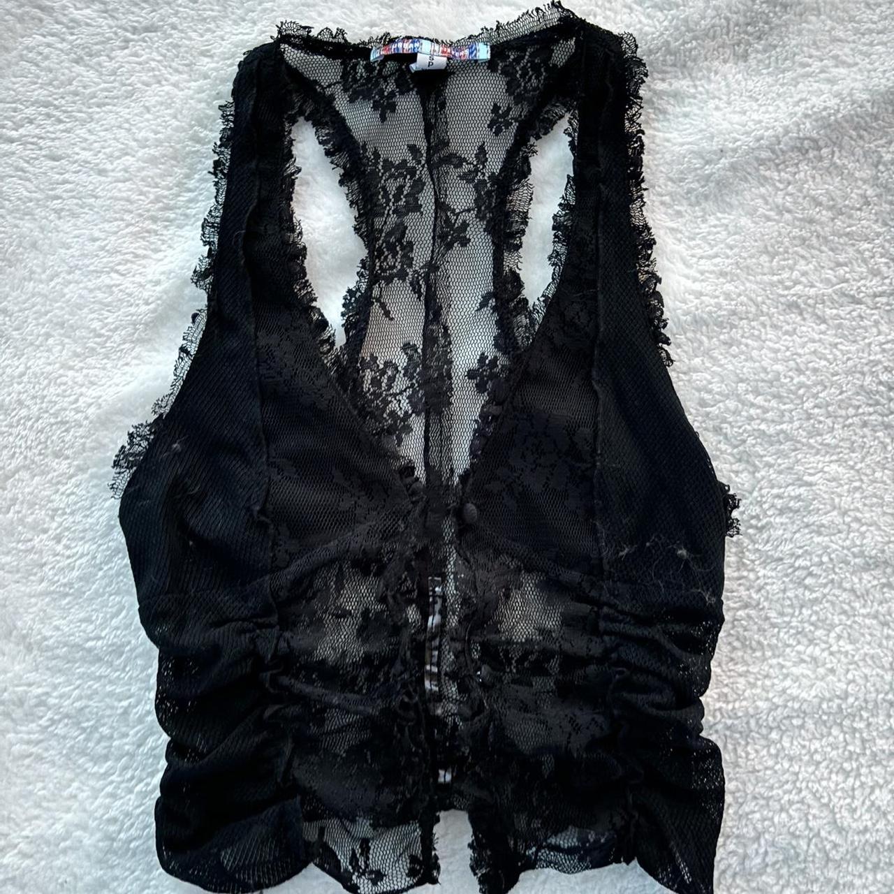 Urban Outfitters black lace vest top Size S Depop