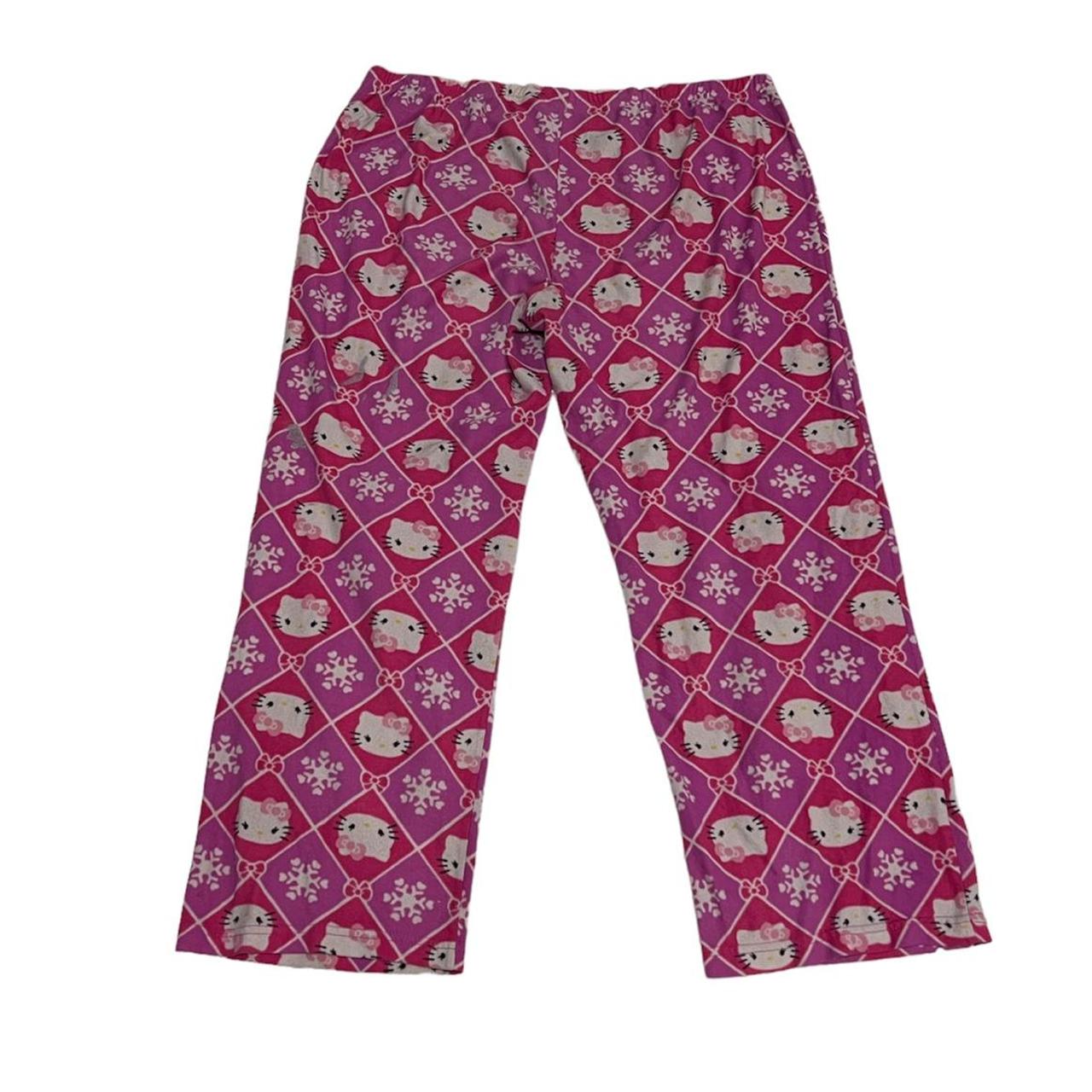 Y2k hello kitty snowflake pj pajama pants Size xl,... - Depop