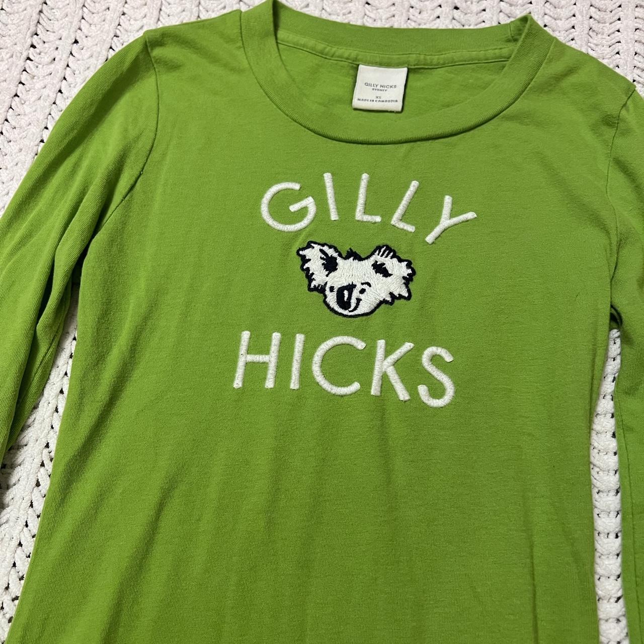Gilly Hicks Women's Green and White Tshirt Depop