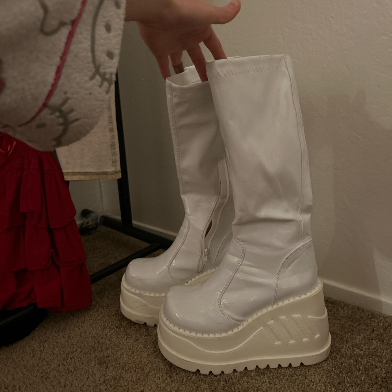 demonia white platform boots