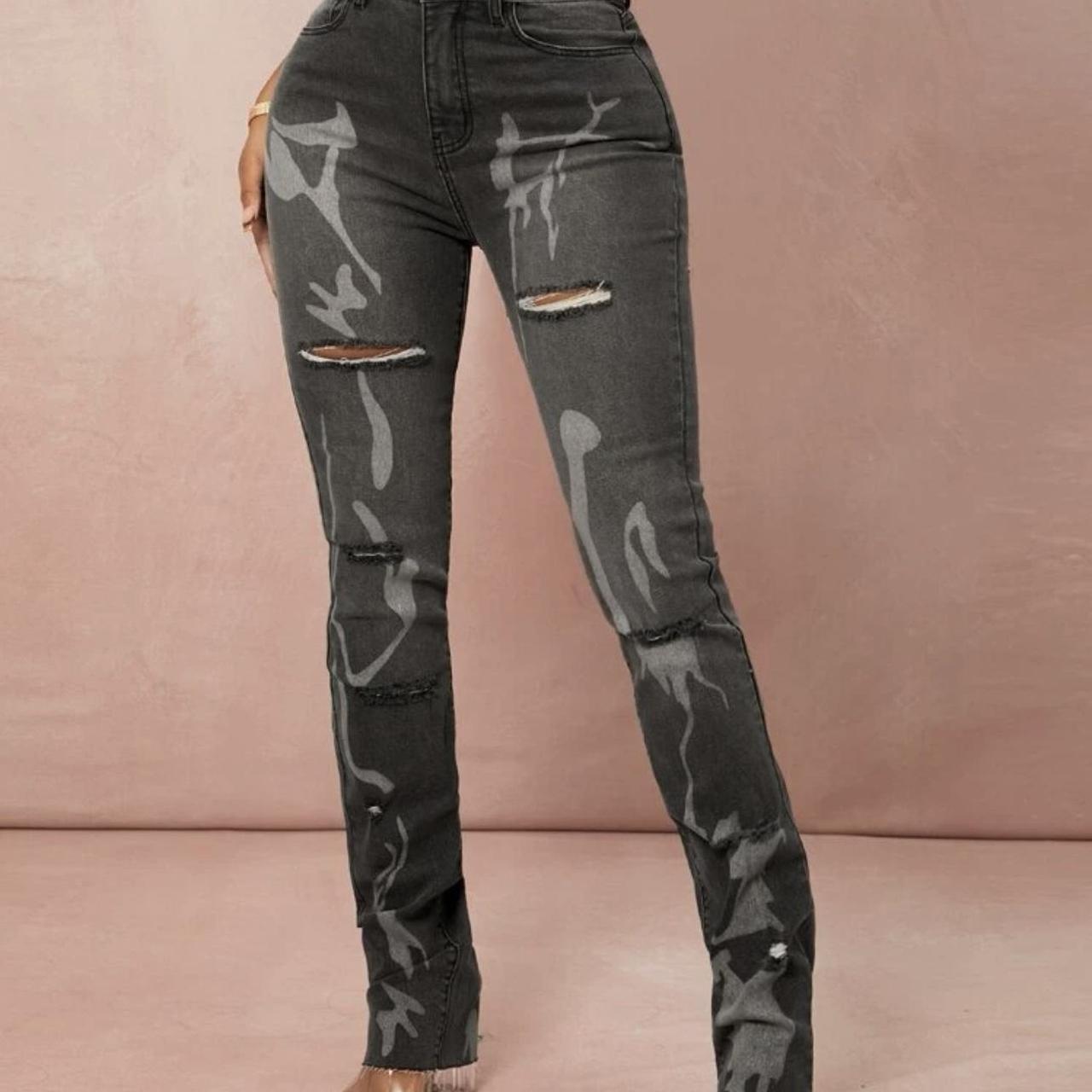 SHEIN Women's Black and Grey Jeans Depop