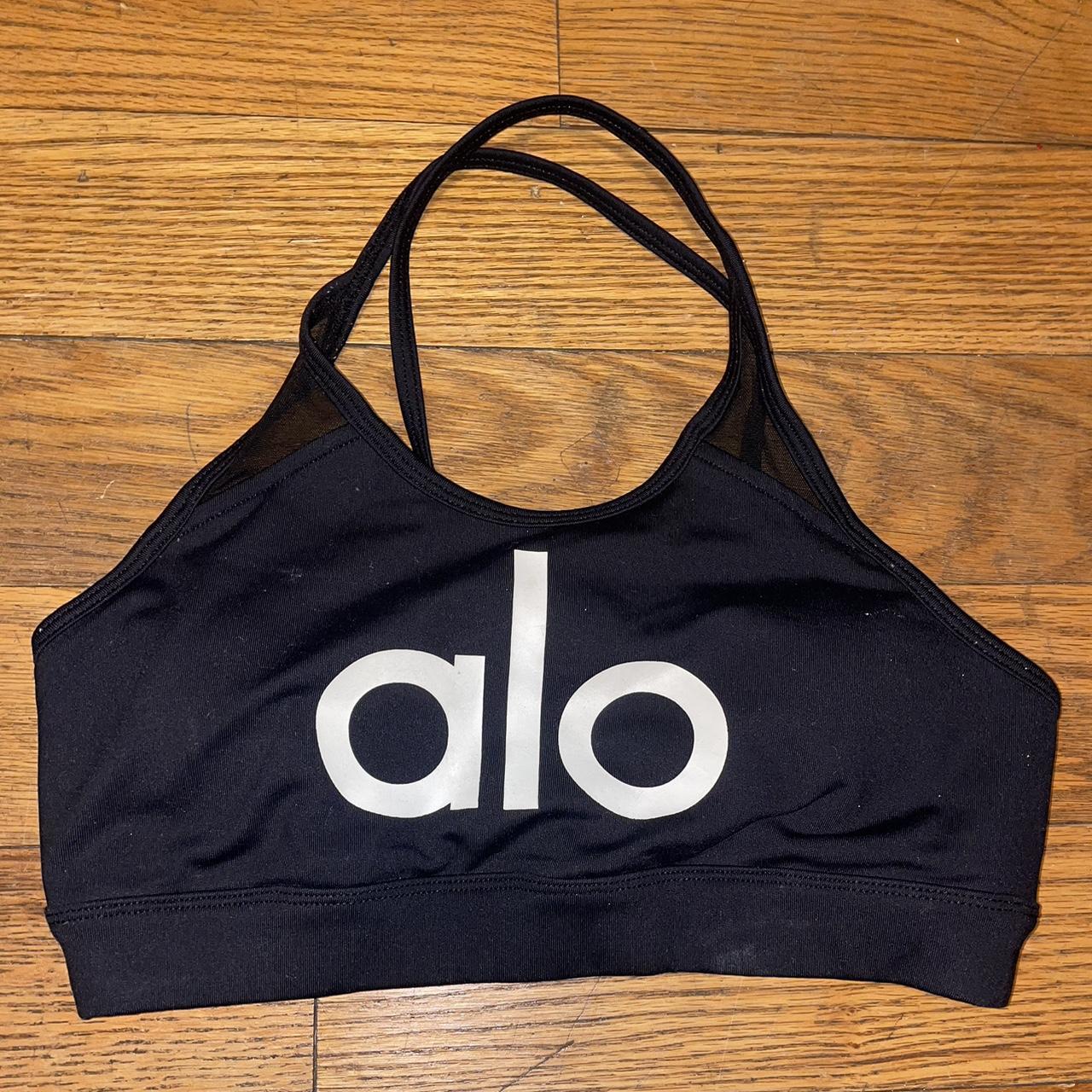 Alo Women's Black and White Bra | Depop