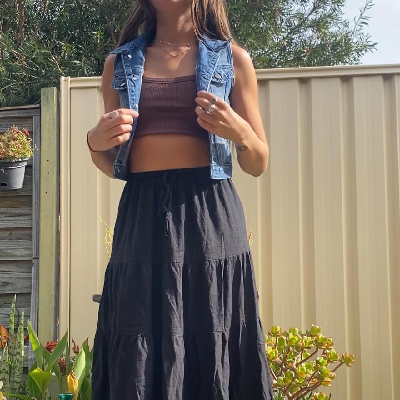 vintage cotton on denim vest, size 6 Depop