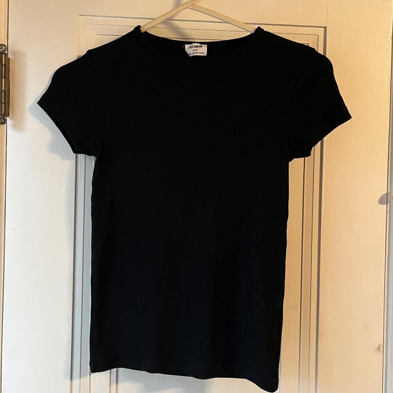 cotton on black rib crew short sleeve tee,