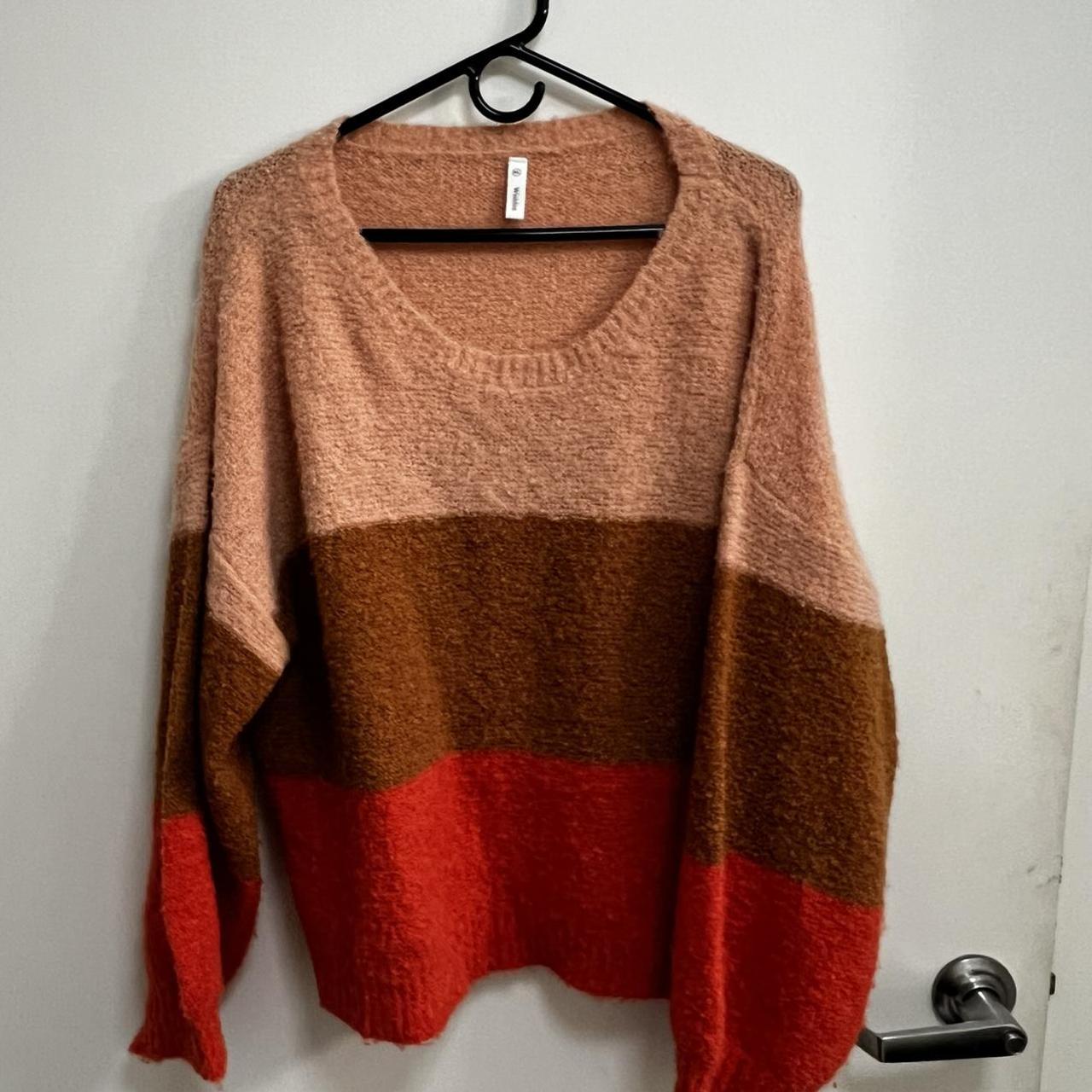 WISHFUL Women's Pink and Orange Jumper | Depop