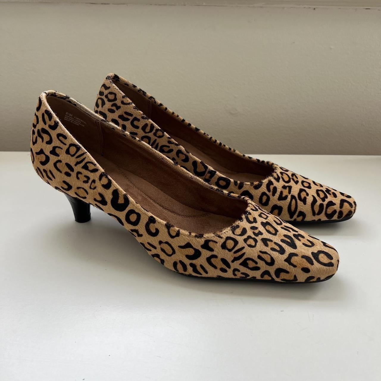 cheetah print kitten heels in perfect. Depop