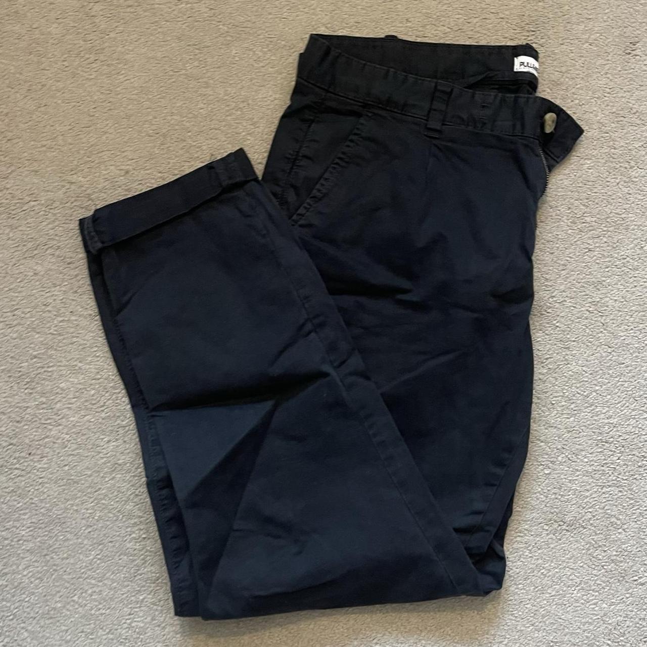 Pull and bear black mens trousers size 42 - Depop