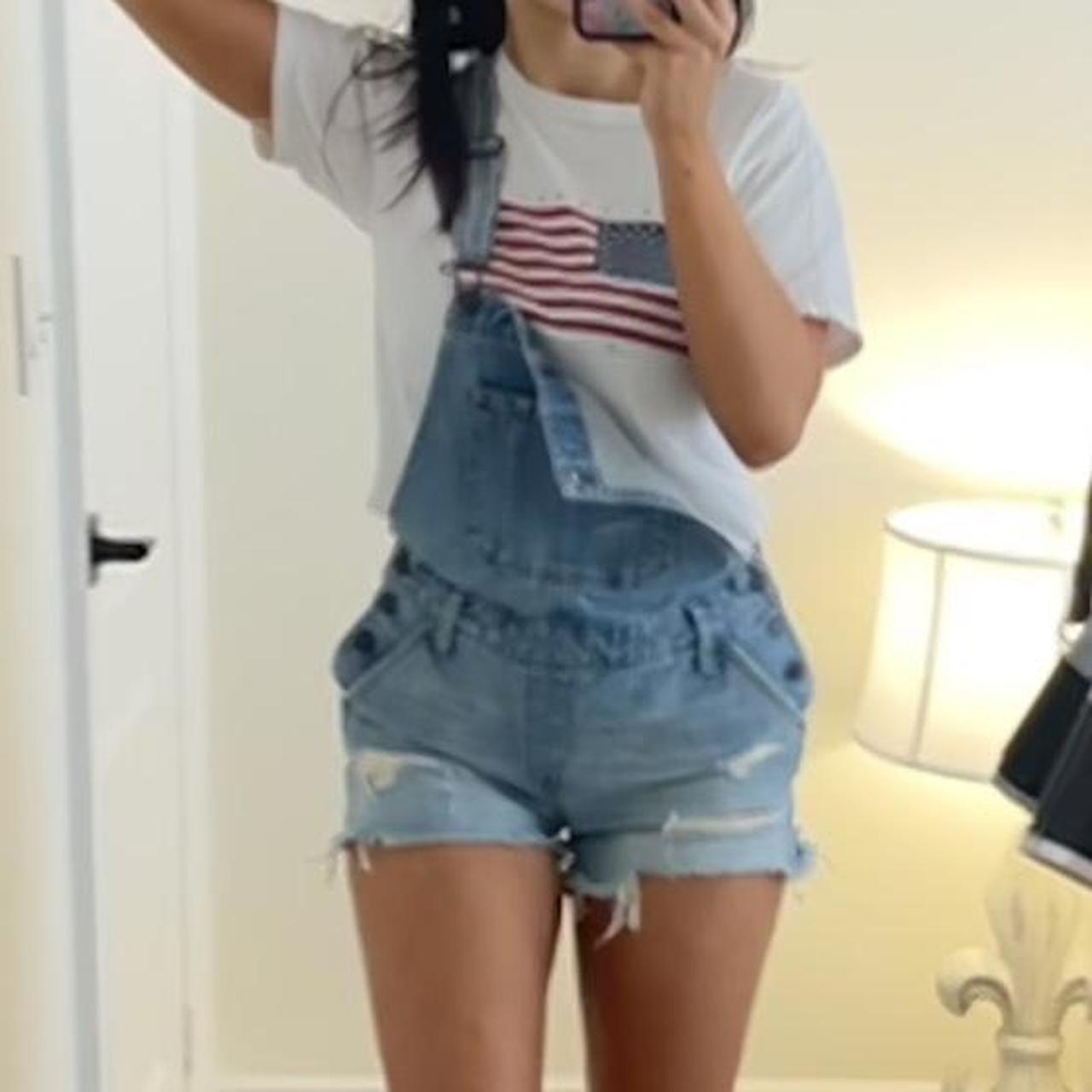 🌸 Adorable Girly Denim Short Overalls Perfect