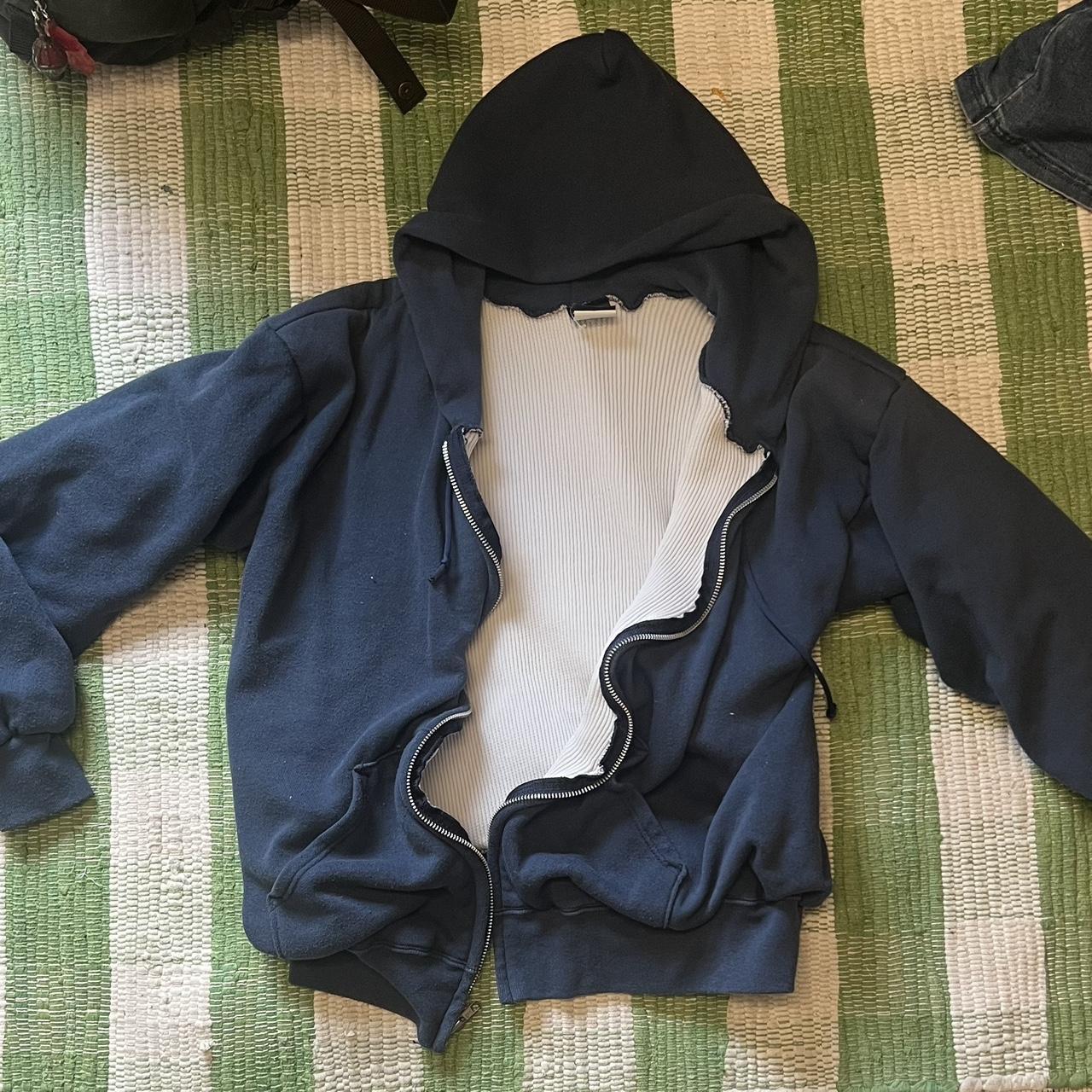 90s paper tag ace sportswear thermal zip-up hoodie,... - Depop