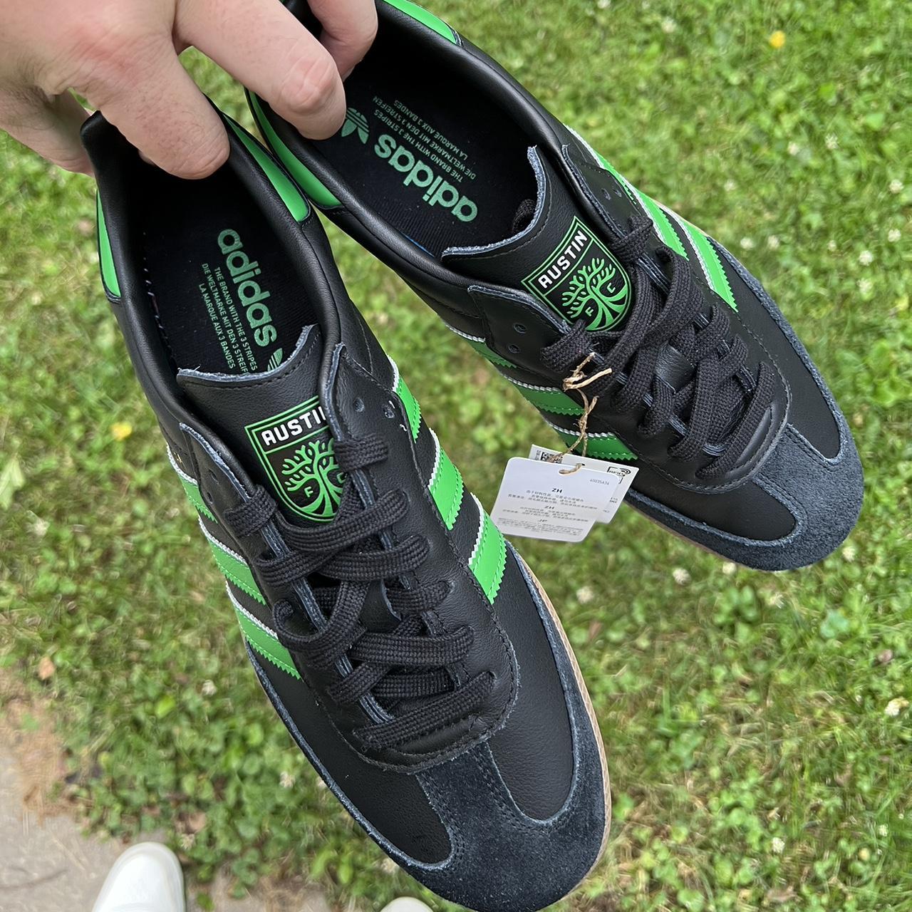 Adidas black and green hot sale trainers