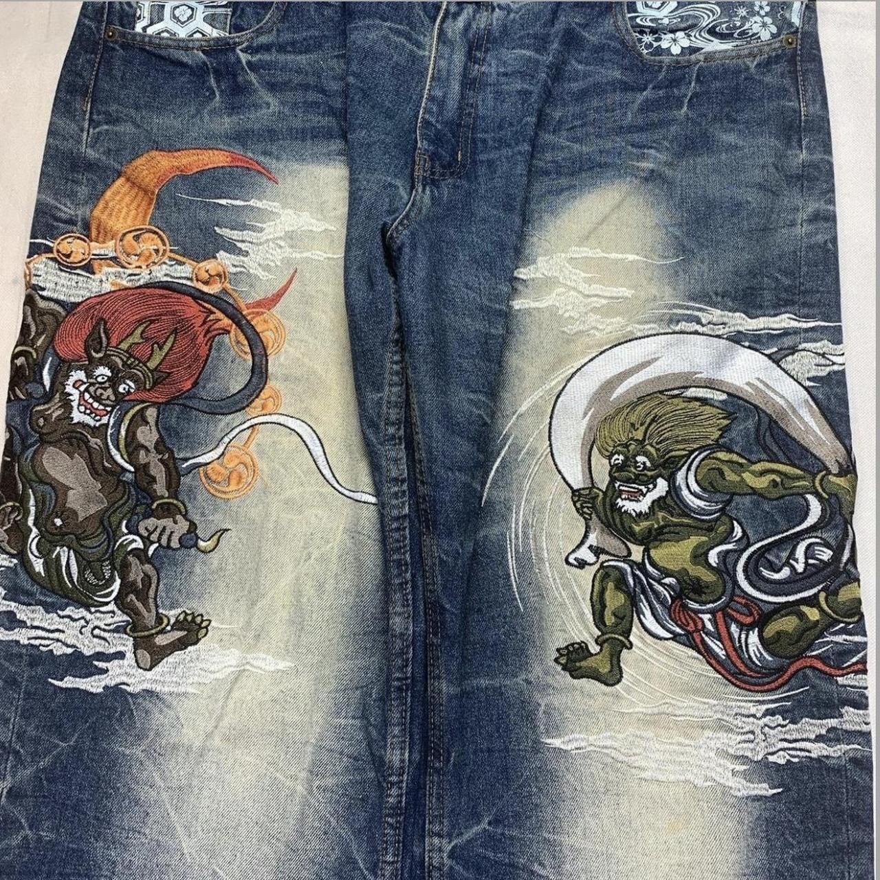 Authentic Japanese Embroidered Denim Jeans •Size:... - Depop