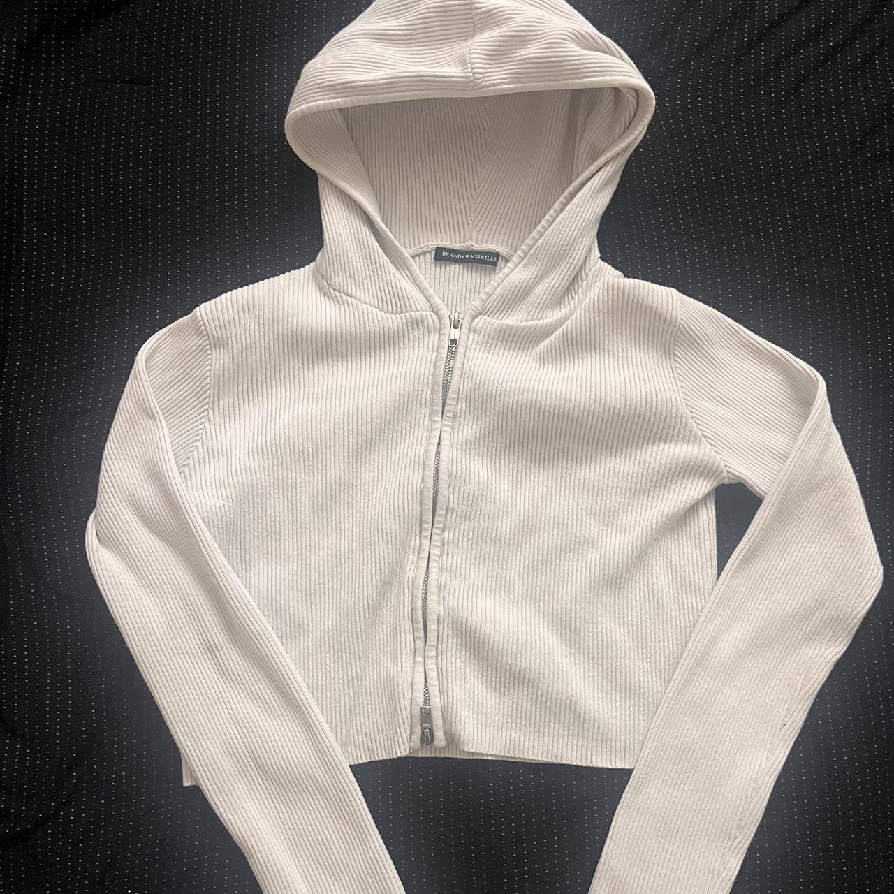 Brandy Melville cropped zip up hoodie. Has a stain - Depop