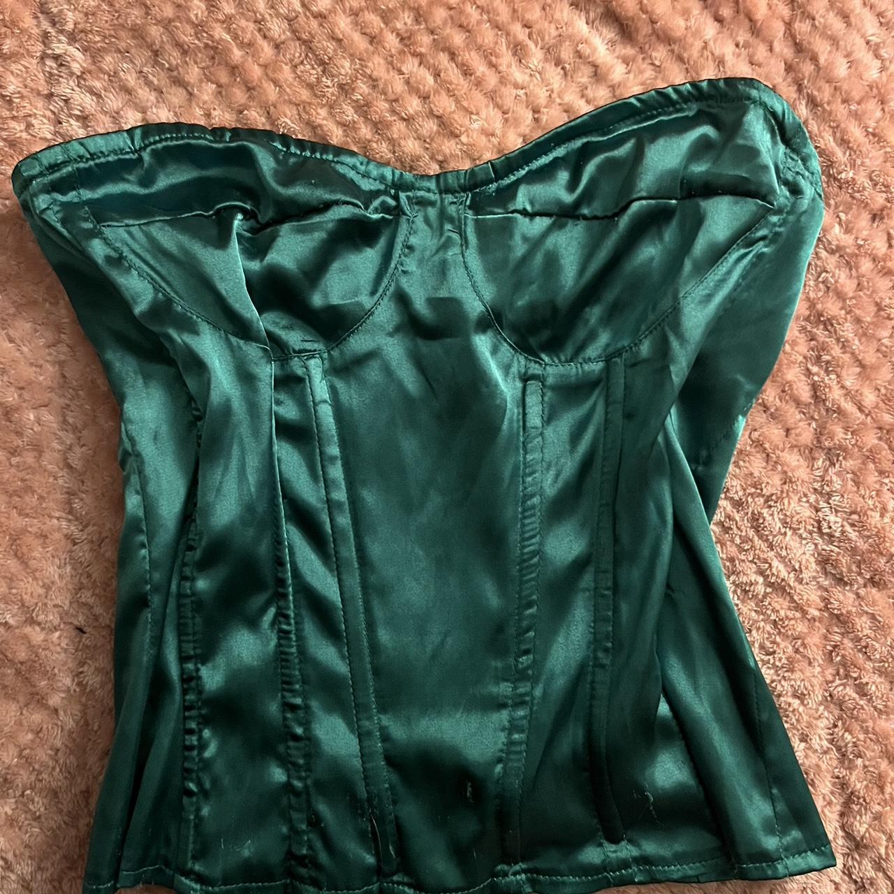 pretty little thing green corset size 4/small... - Depop