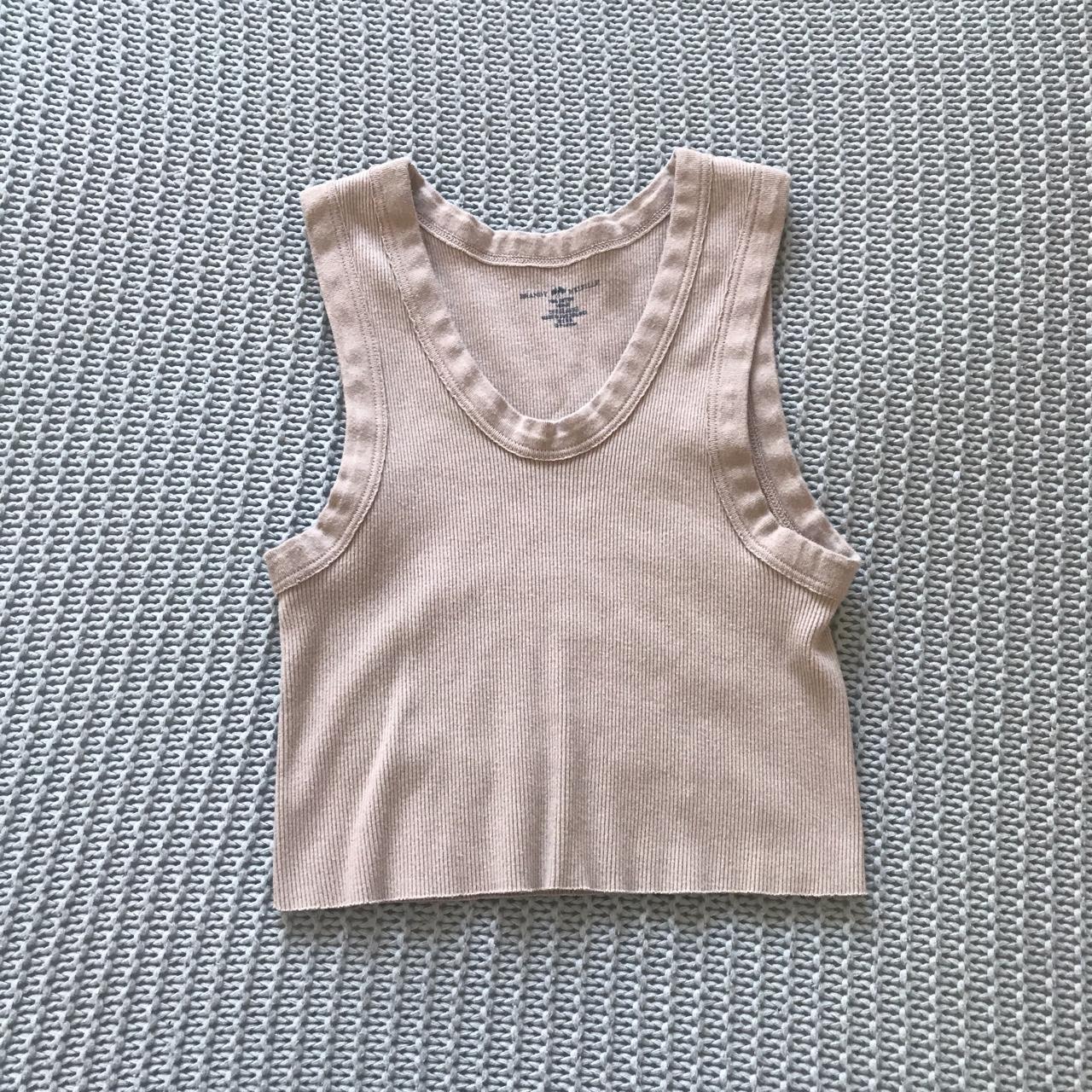 brandy melville connor tank tan ribbed cropped - Depop