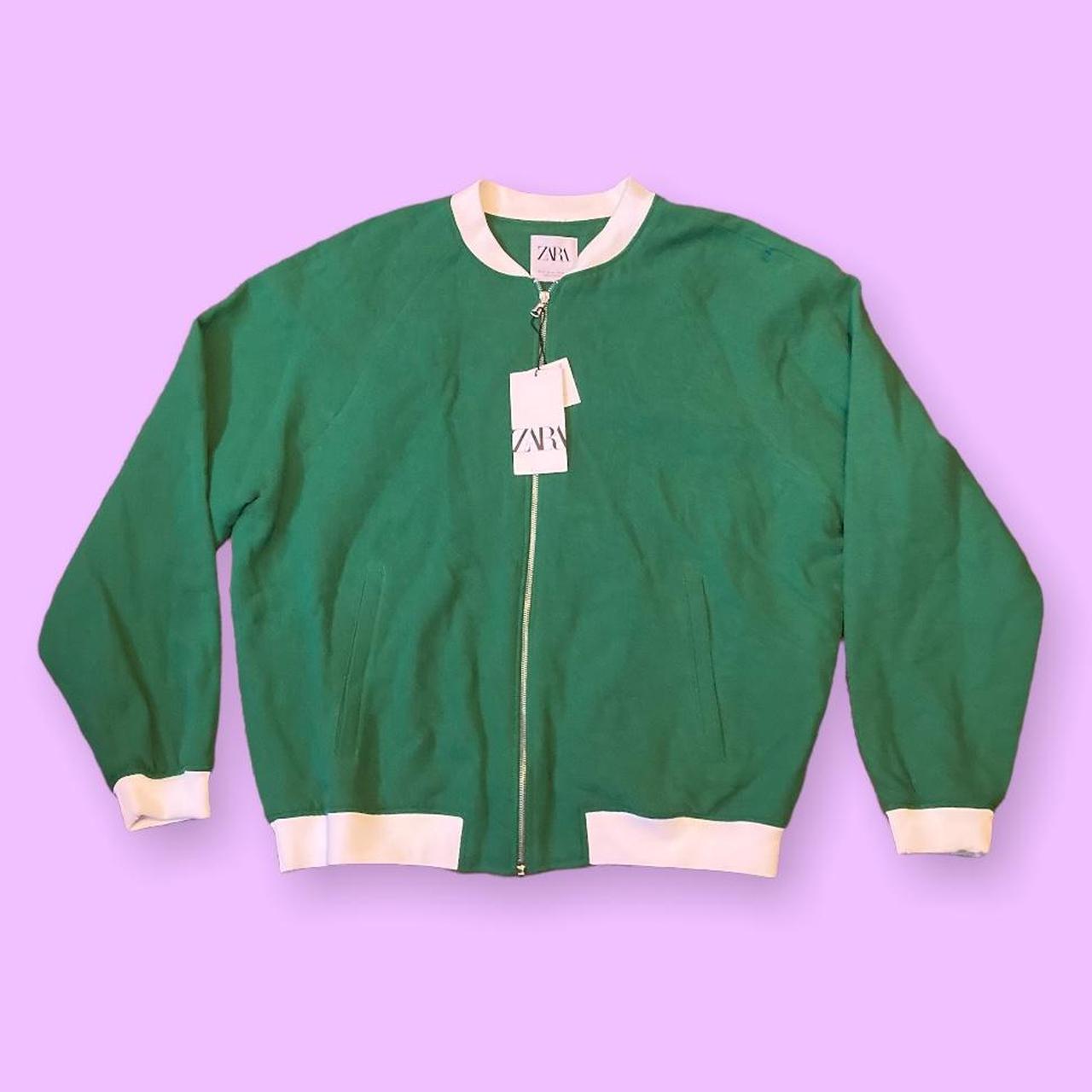 Zara California varsity jacket Green Zara varsity... Depop