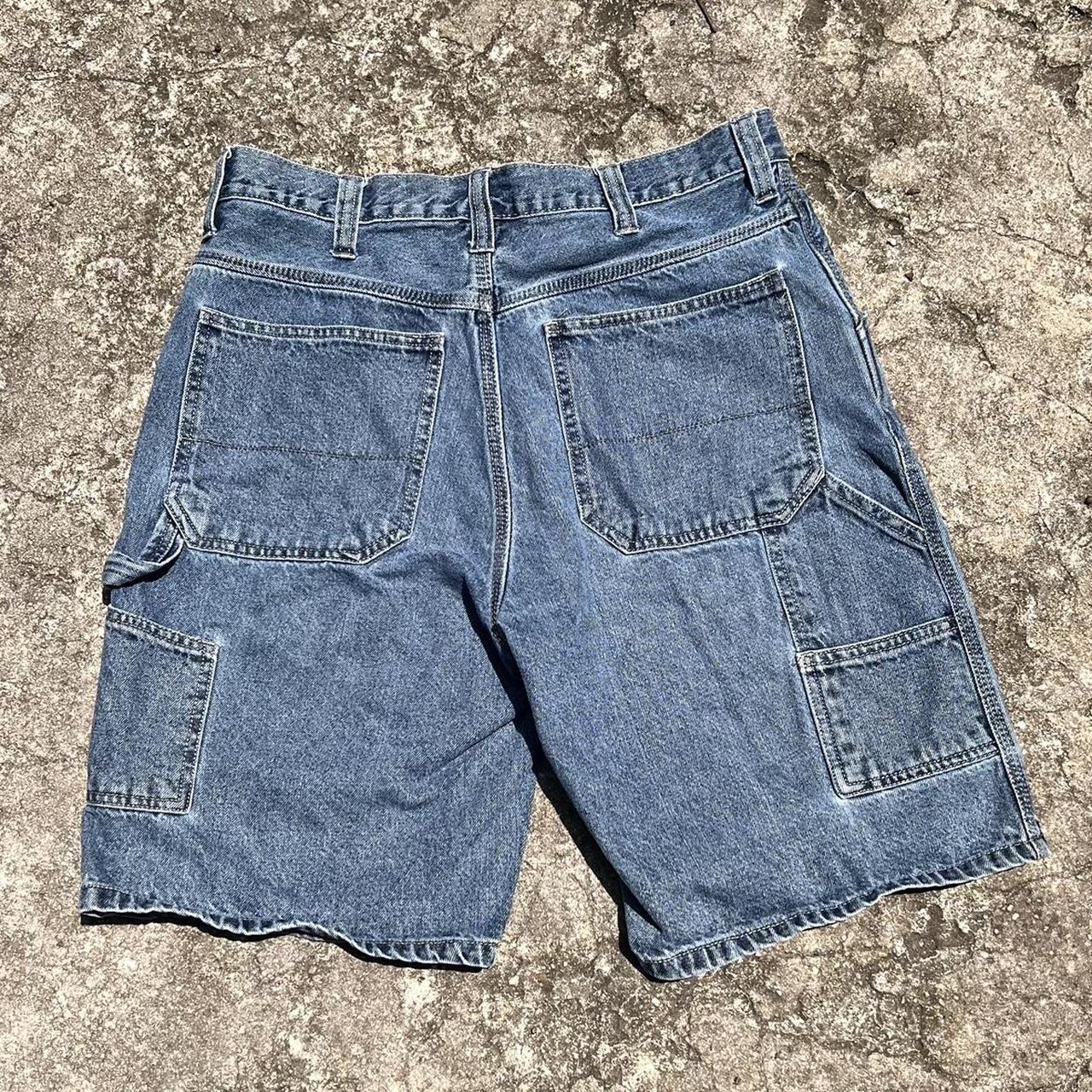 vintage classic blue baggy carpenter jean shorts,... - Depop