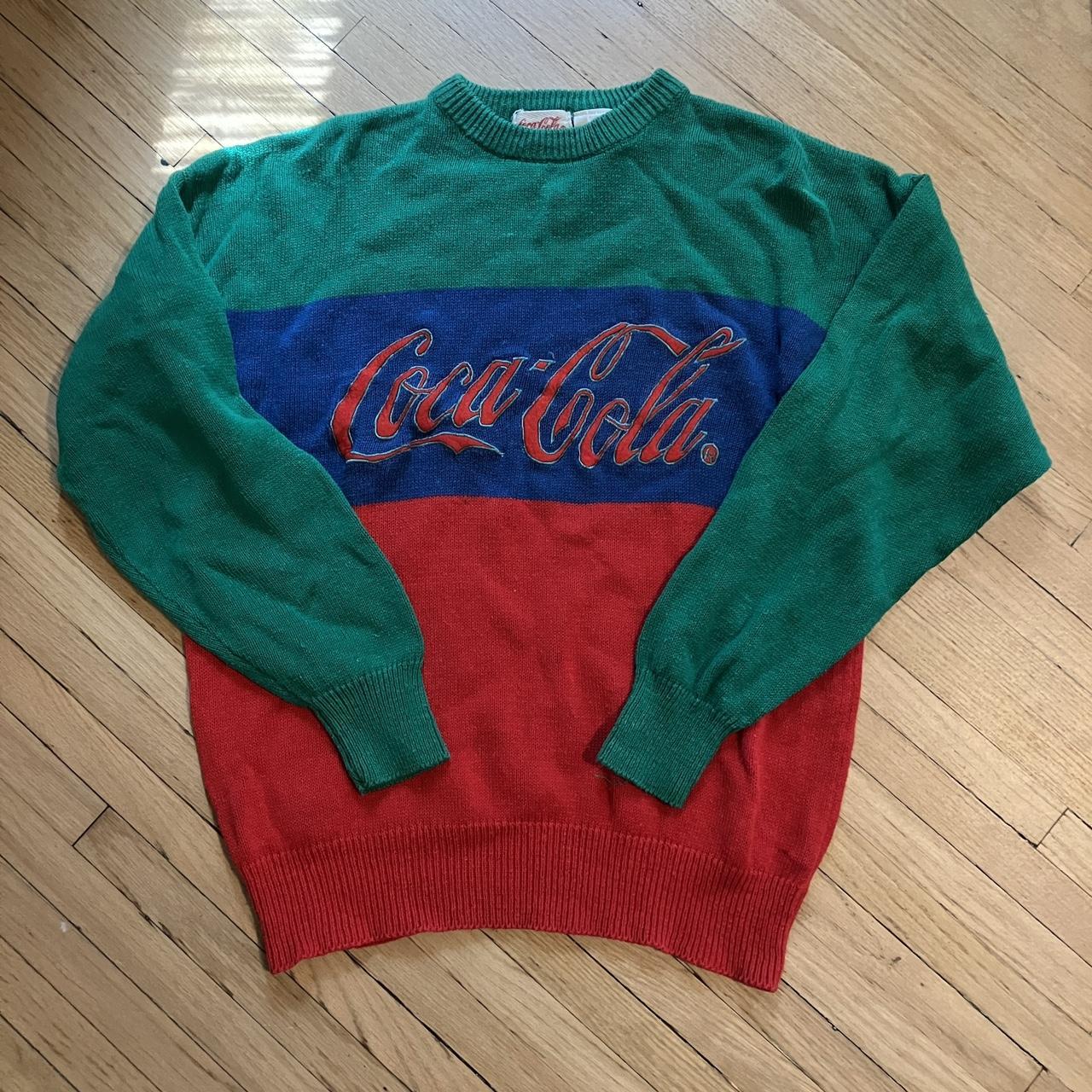 Vintage 80s Coca-Cola Knit Sweater, Medium, Green,...