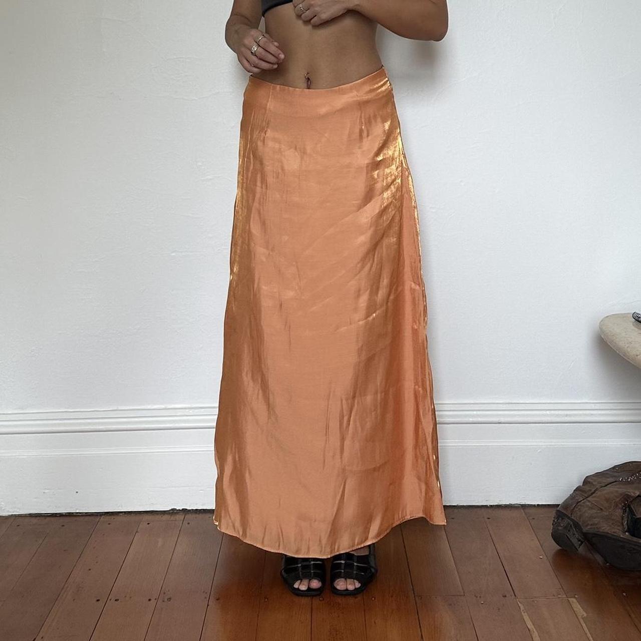 Burnt sienna orange long maxi skirt Super 90s sex... - Depop