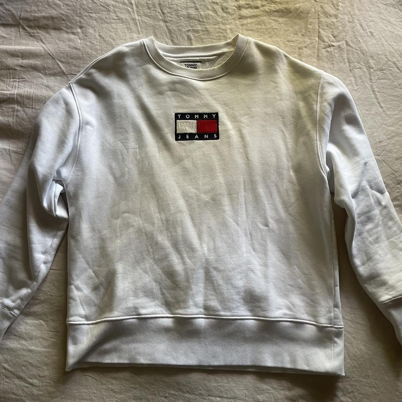 White Tommy Jeans Jumper Size L 10 10 Condition Depop