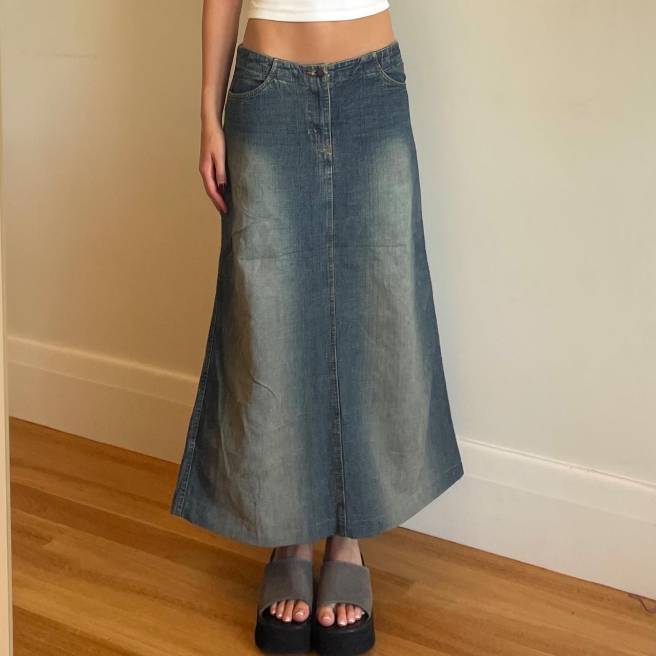 gorgeous vintage denim maxi skirt ️‍🔥 from Onyx low to... - Depop