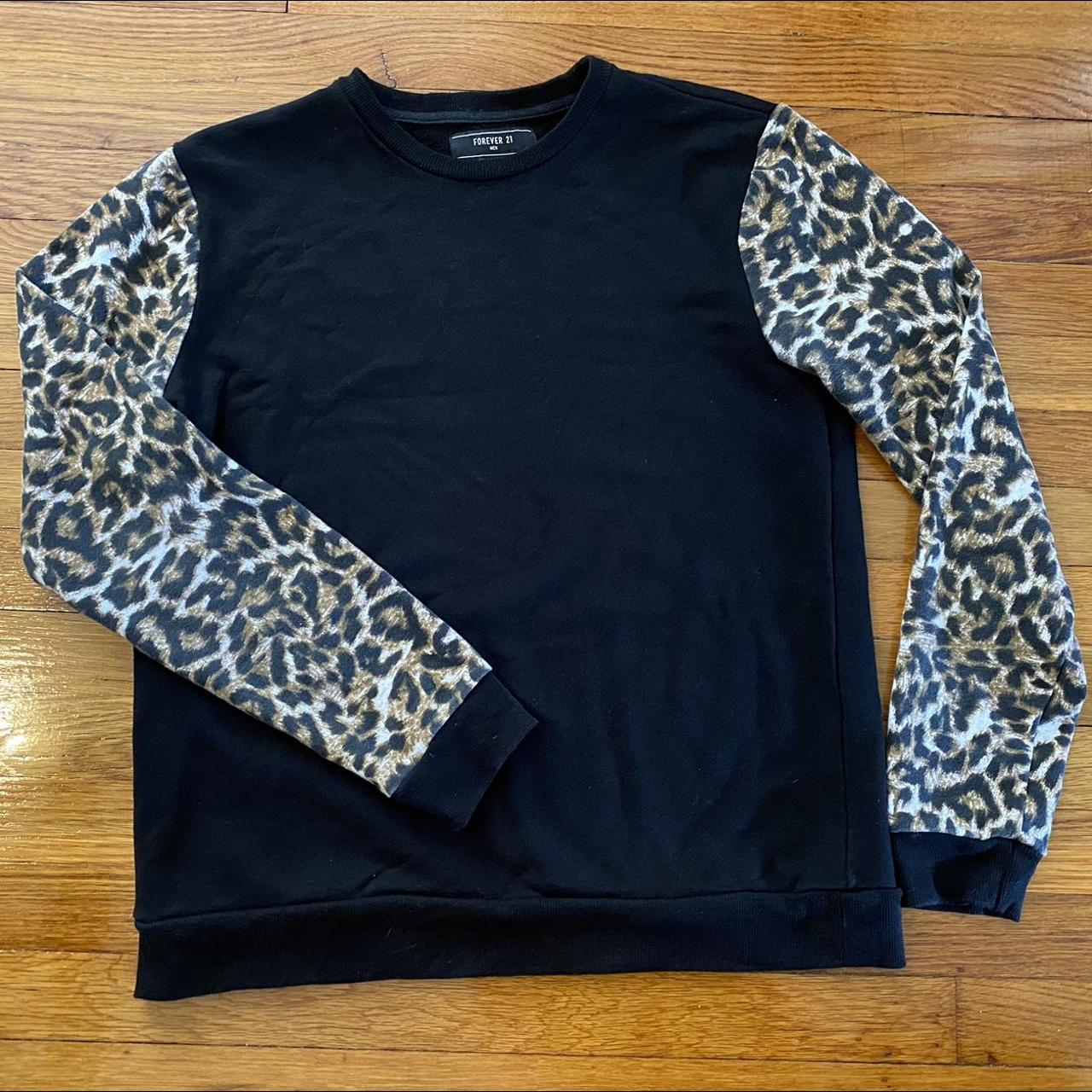 Forever 21 Men leopard long sleeve black... - Depop