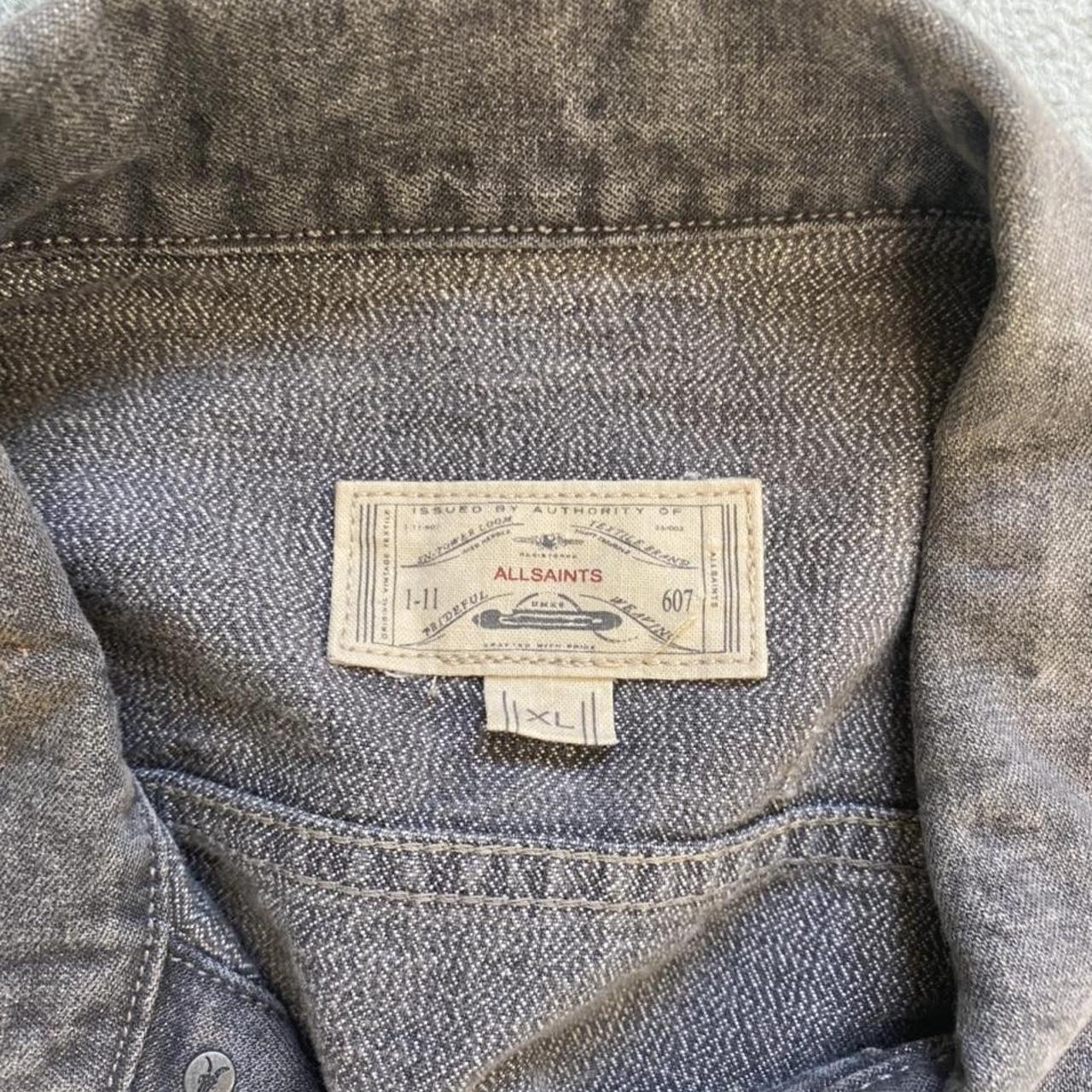 All saints, vintage grey denim jacket. Size xl.... - Depop